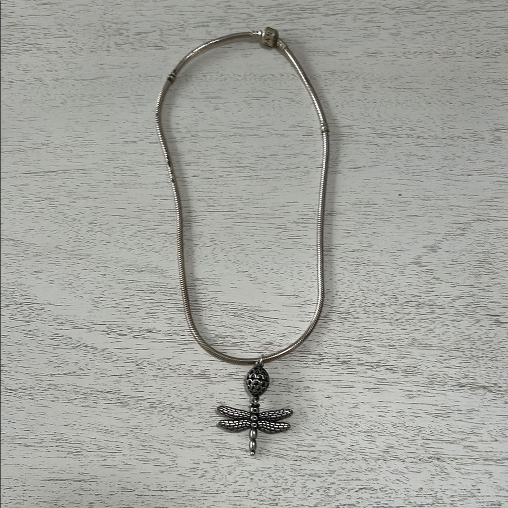Pandora Vintage Silver Dragonfly Pendant Necklace